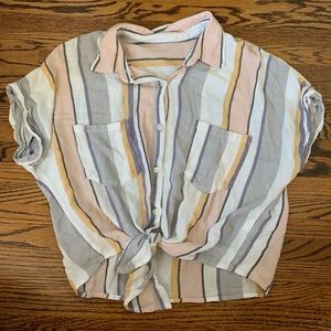 Button down striped top